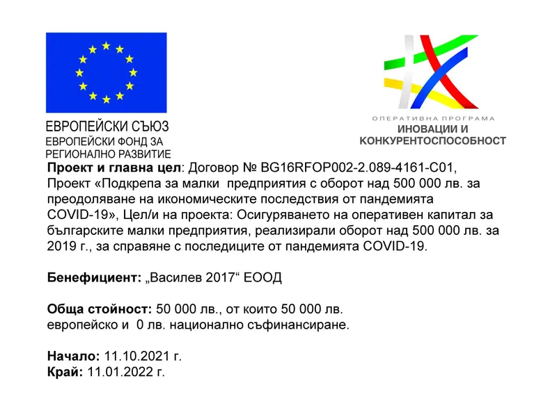 Плакат на проект, финансиран от Европейския фонд за регионално развитие